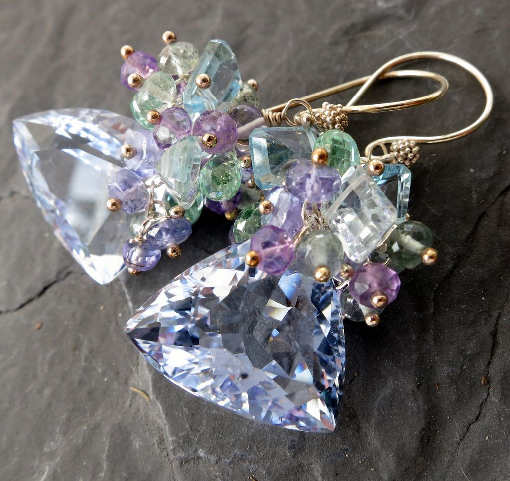 Sky blue topaz earrings in sterling silver with tanzanite aquamarine amethyst statement earrings Sky blue topaz earrings in sterling silver with tanzanite aquamarine amethyst statement earrings