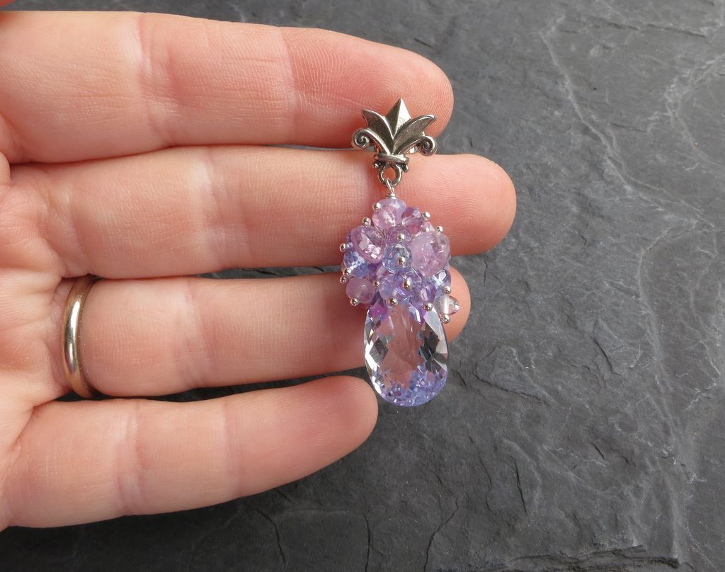 Sky blue topaz earrings sterling silver lavender opal tanzanite amethyst -Nymph- Sky blue topaz earrings sterling silver lavender opal tanzanite amethyst -Nymph-