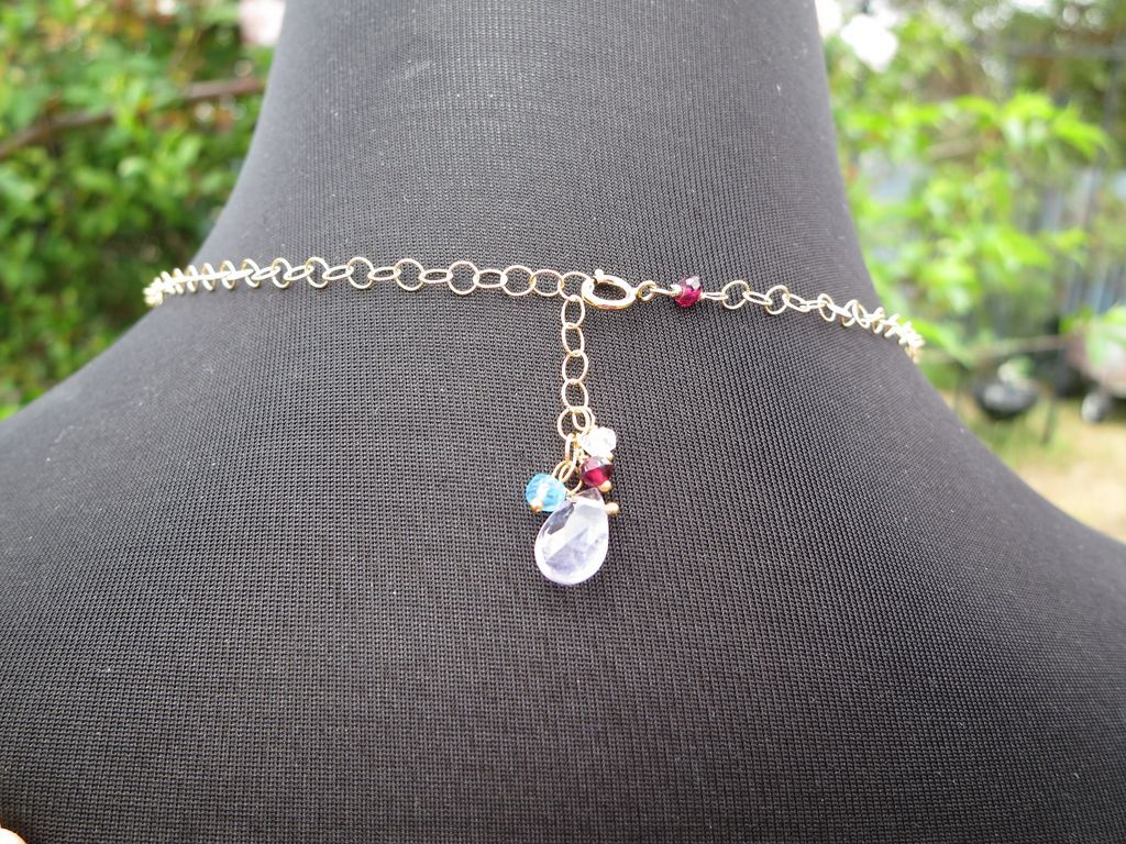 Gemstone necklace pink sapphire blue topaz 14k gold fill peridot aquamarine garnet --Petit Four- Gemstone necklace pink sapphire blue topaz 14k gold fill peridot aquamarine garnet --Petit Four-