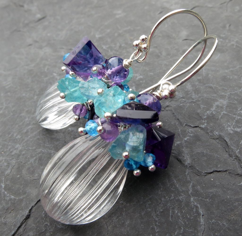 Beachy gemstone earrings in sterling silver --Acionna-- Beachy gemstone earrings in sterling silver --Acionna--