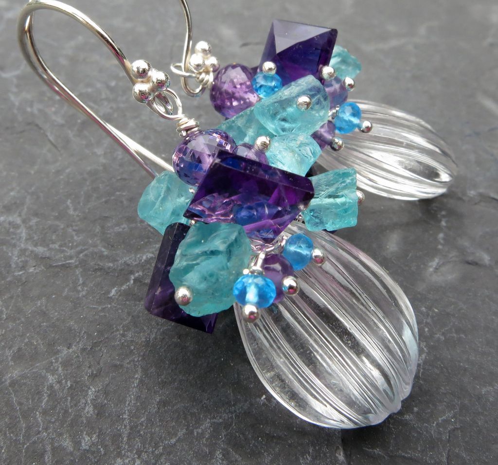 Beachy gemstone earrings in sterling silver --Acionna-- Beachy gemstone earrings in sterling silver --Acionna--