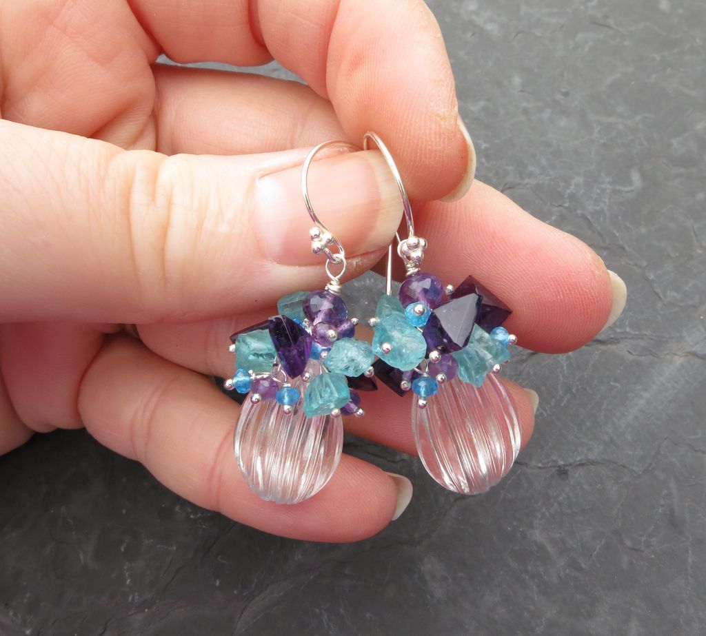 Beachy gemstone earrings in sterling silver --Acionna-- Beachy gemstone earrings in sterling silver --Acionna--