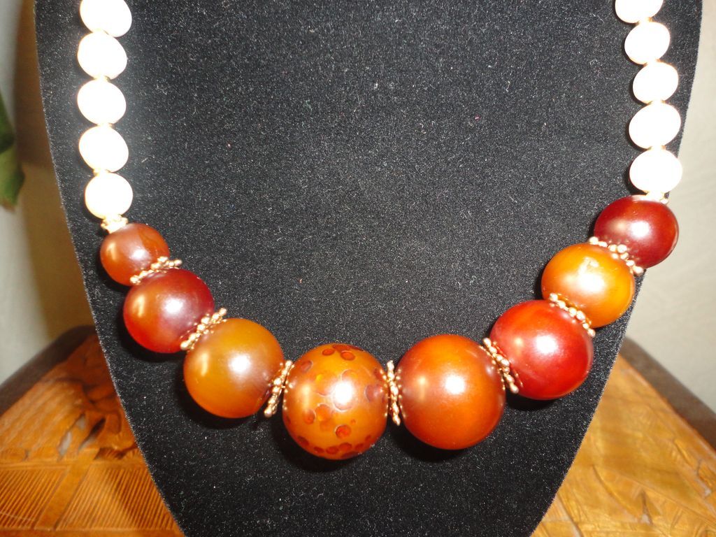 Exquisite Amber,Cultured Pearls And Czech Glass Necklace Earrings Set Exquisite Amber,Cultured Pearls And Czech Glass Necklace Earrings Set