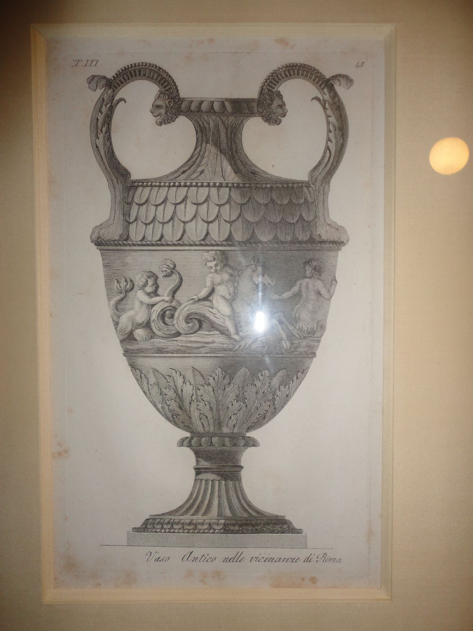 Antique Vase 1800s Steel Engraving Gold Leaf Color Frame Antique Vase 1800s Steel Engraving Gold Leaf Color Frame