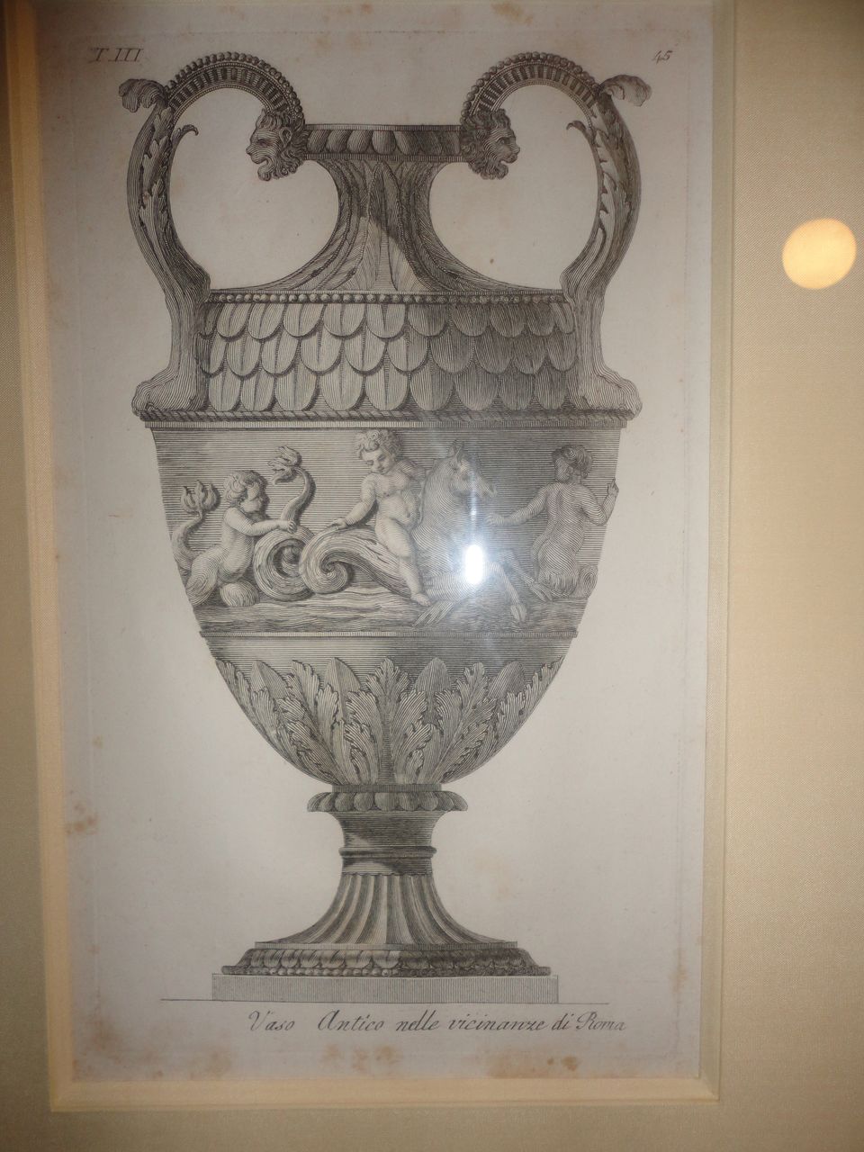 Antique Vase 1800s Steel Engraving Gold Leaf Color Frame Antique Vase 1800s Steel Engraving Gold Leaf Color Frame