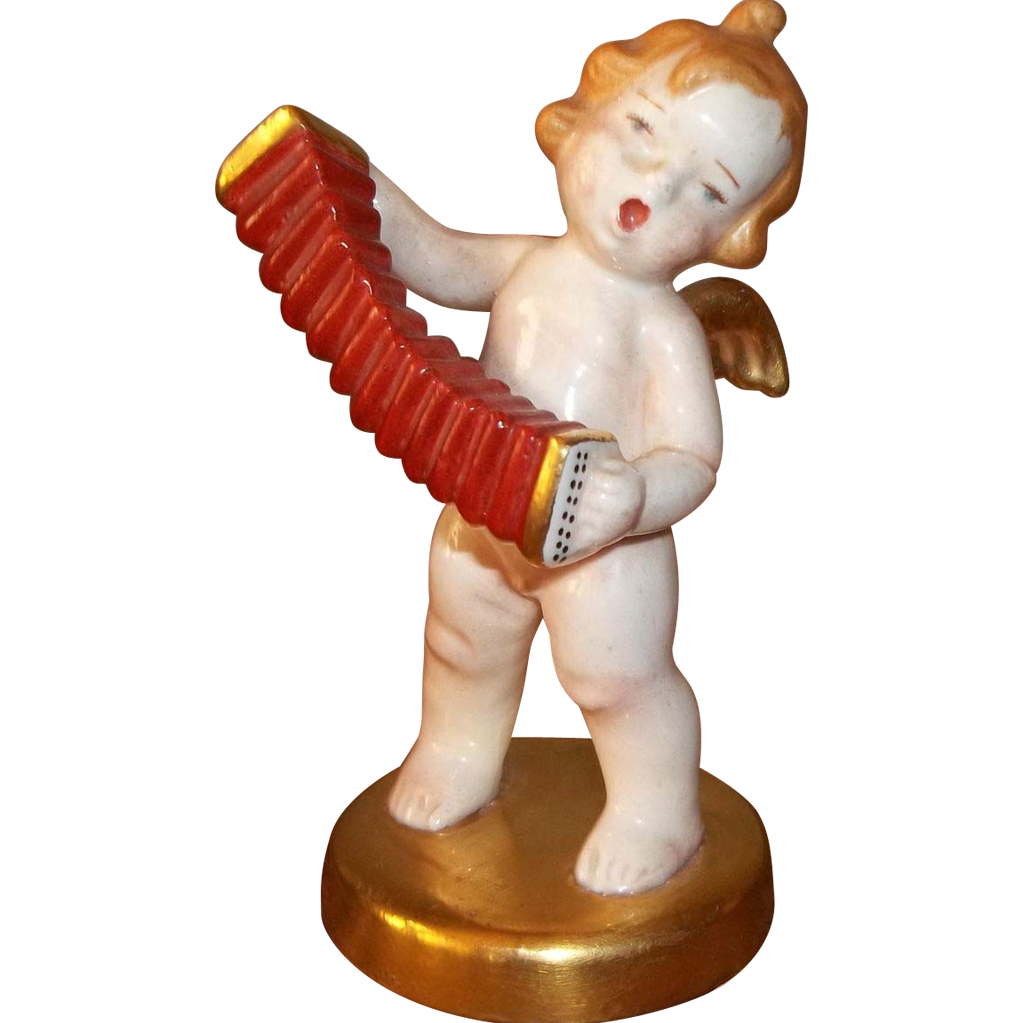 Vintage Japan Made Beautifully Gold Hand Painted Music Player Angel Figurine Vintage Japan Made Beautifully Gold Hand Painted Music Player Angel Figurine