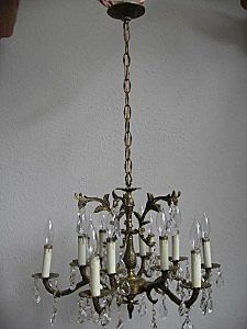 Vintage French Brass Crystal Chandelier 12 Light Vintage French Brass Crystal Chandelier 12 Light