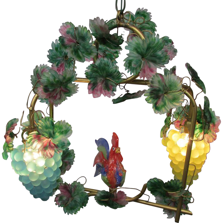 Bird Beaded chandelier  rooster  Glass Grape Murano Vintage vintage Lamp Fruit Chandelier  Cluster