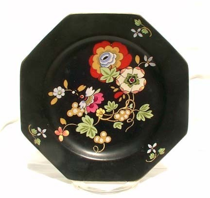 Crown Ducal Black Beaumont Variation Octagonal Plate Plates Flowers Red Green Crown Ducal Black Beaumont Variation Octagonal Plate Plates Flowers Red Green