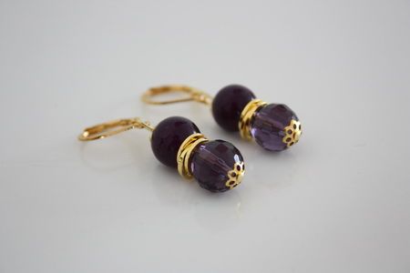 Delightful Vintage Amethyst Leverback Earrings. Delightful Vintage Amethyst Leverback Earrings.