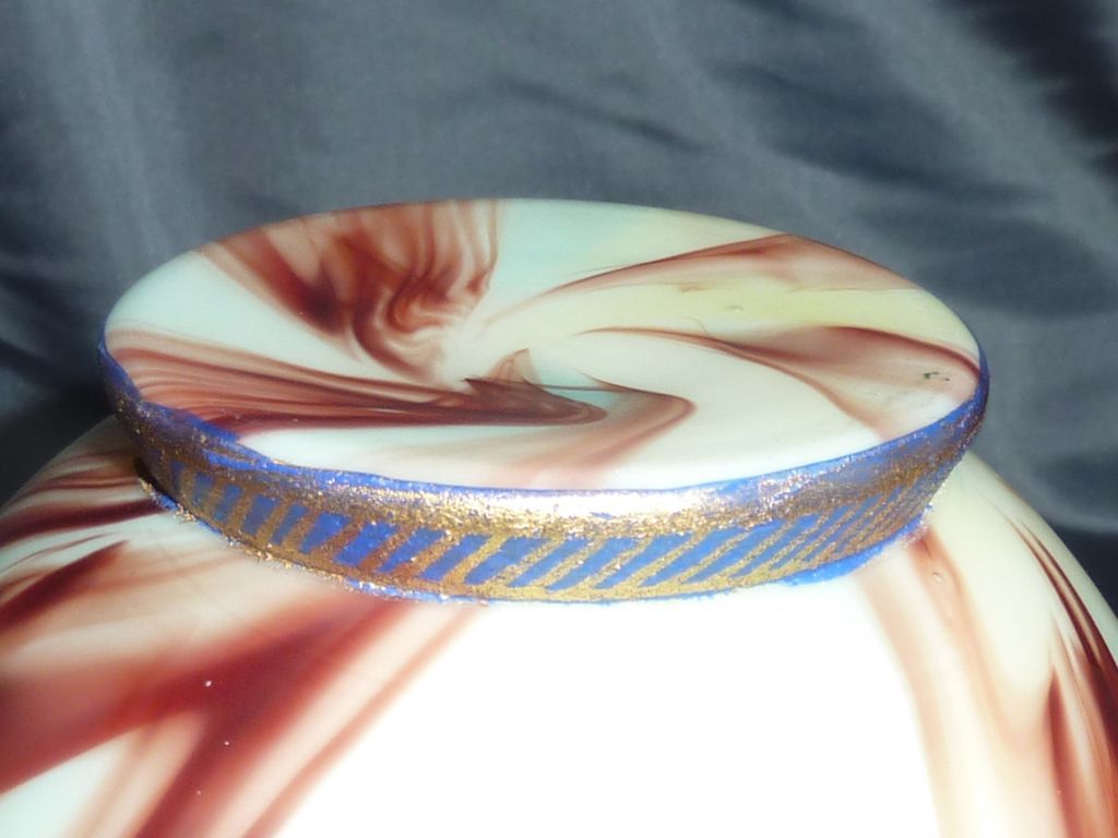 Loetz Marmorietes glass with Persian styled enameling. Loetz Marmorietes glass with Persian styled enameling.