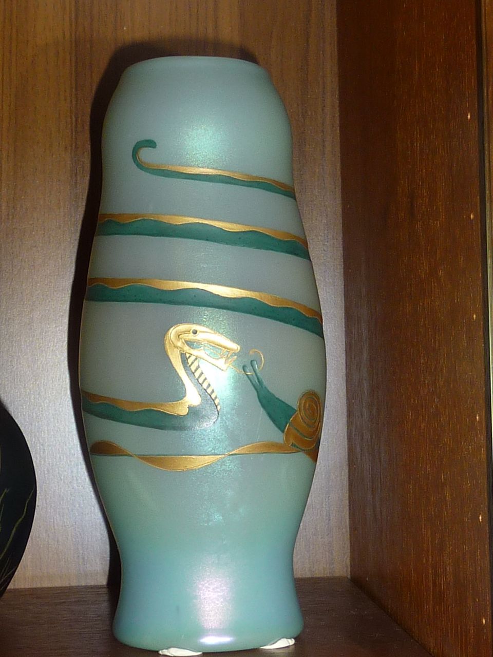 Iridescent Poschinger glass Snail and Serpent vase Art Nouveau Iridescent Poschinger glass Snail and Serpent vase Art Nouveau