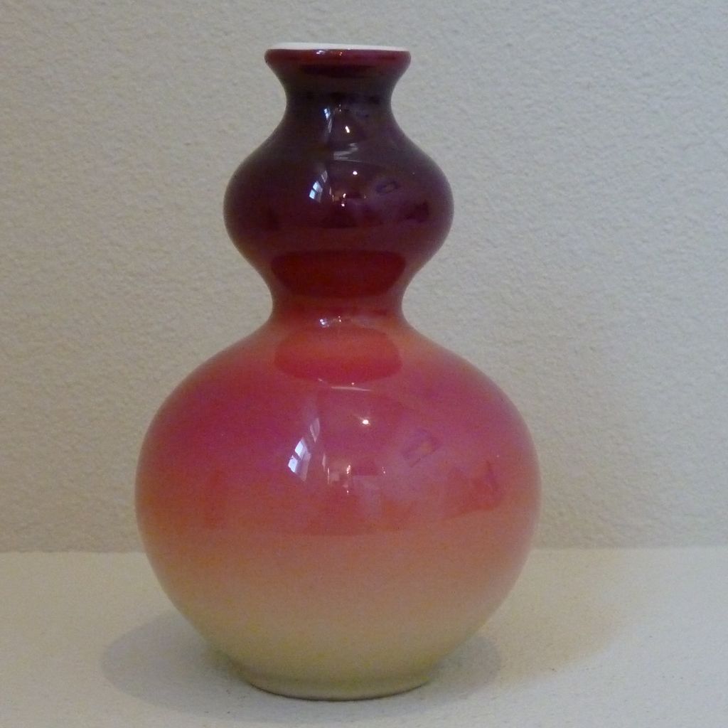 Wheeling Glass double gourd peachblow vase Wheeling Glass double gourd peachblow vase