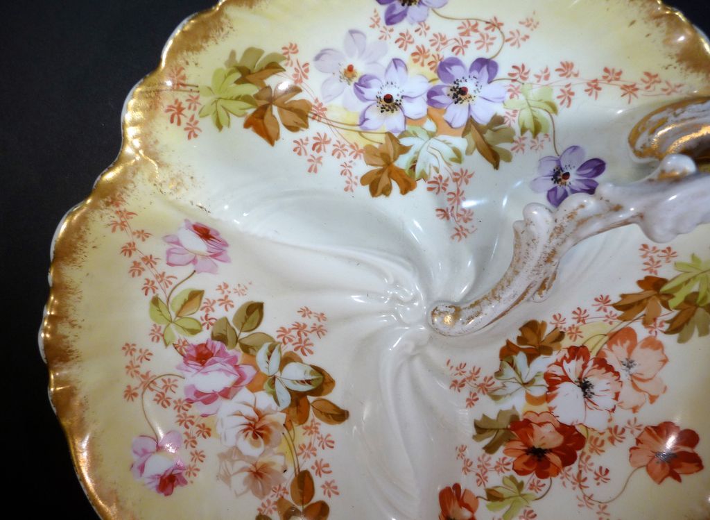 Now 40% off - M&R Limoges, French Porcelain Handled Divided Snack Dish Now 40% off - M&R Limoges, French Porcelain Handled Divided Snack Dish