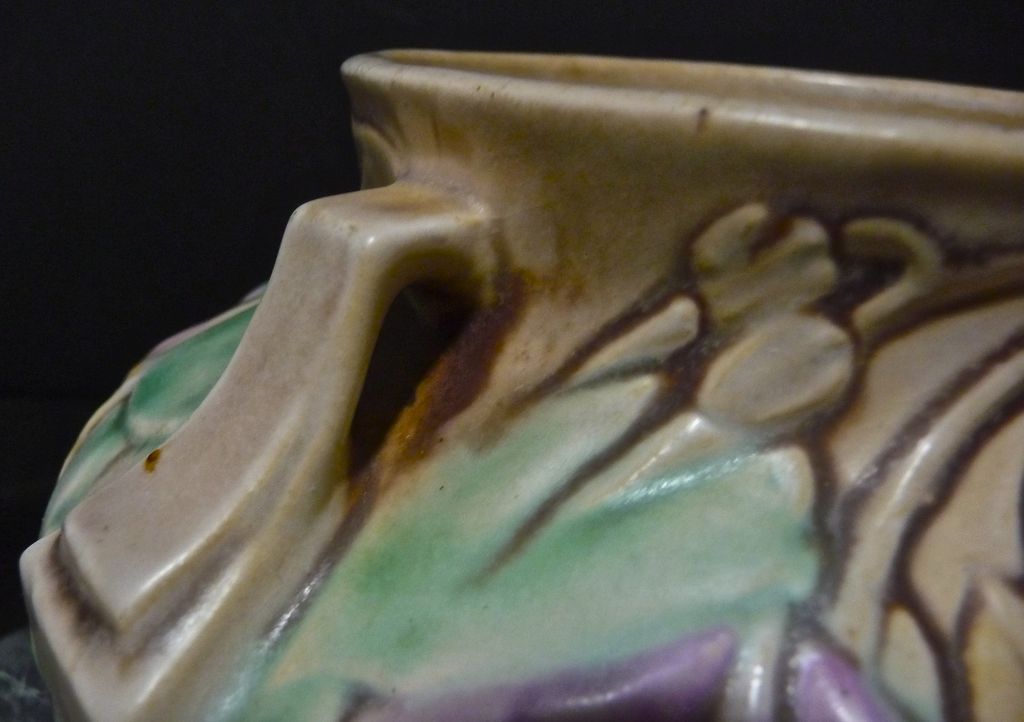 NOW 50% Off -Roseville Pottery Handled Bowl -Morning Glory design, 4" #268-4 NOW 50% Off -Roseville Pottery Handled Bowl -Morning Glory design, 4" #268-4