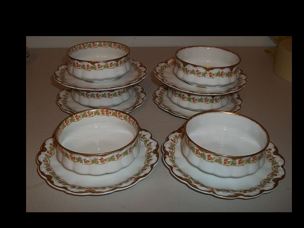(6)Theodore Haviland Limoges Ramekins and Underplates Clover and Cherry (6)Theodore Haviland Limoges Ramekins and Underplates Clover and Cherry