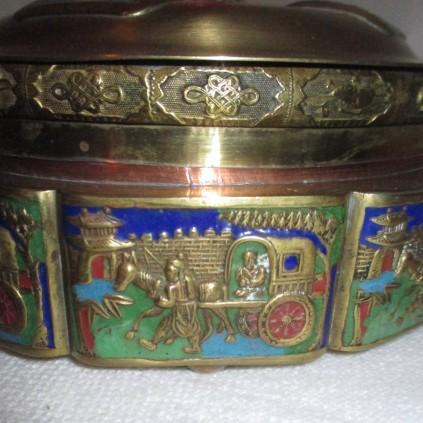 Vintage Brass and Enamel Round Box Vintage Brass and Enamel Round Box