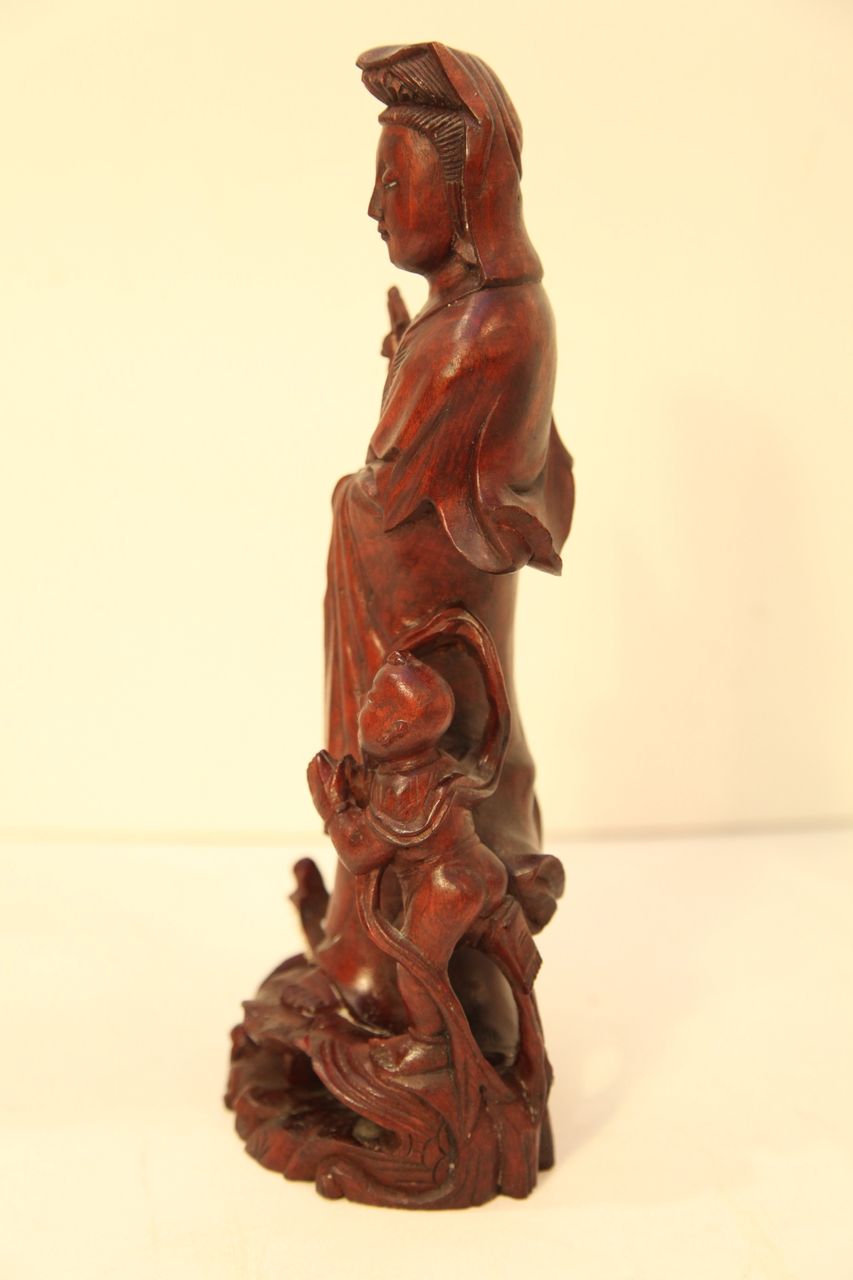 Vintage Wood Carving of Woman with Two Children Vintage Wood Carving of Woman with Two Children