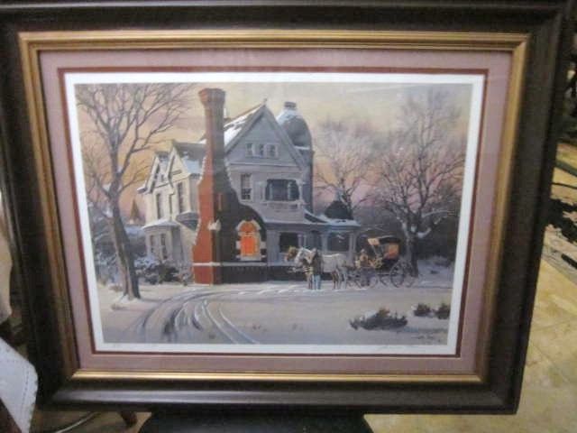 Vintage Print of a Winter Scene by James Baren 330/750 plate and hand signed Vintage Print of a Winter Scene by James Baren 330/750 plate and hand signed