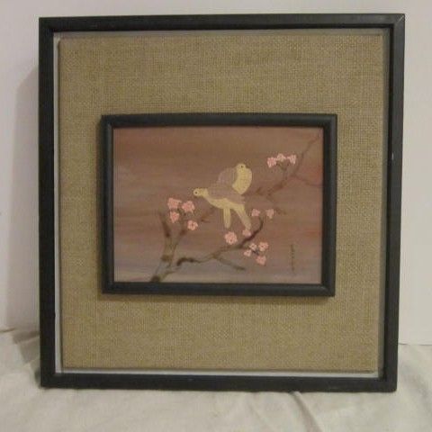 Oriental Painting of Two Birds on a Branch Oriental Painting of Two Birds on a Branch