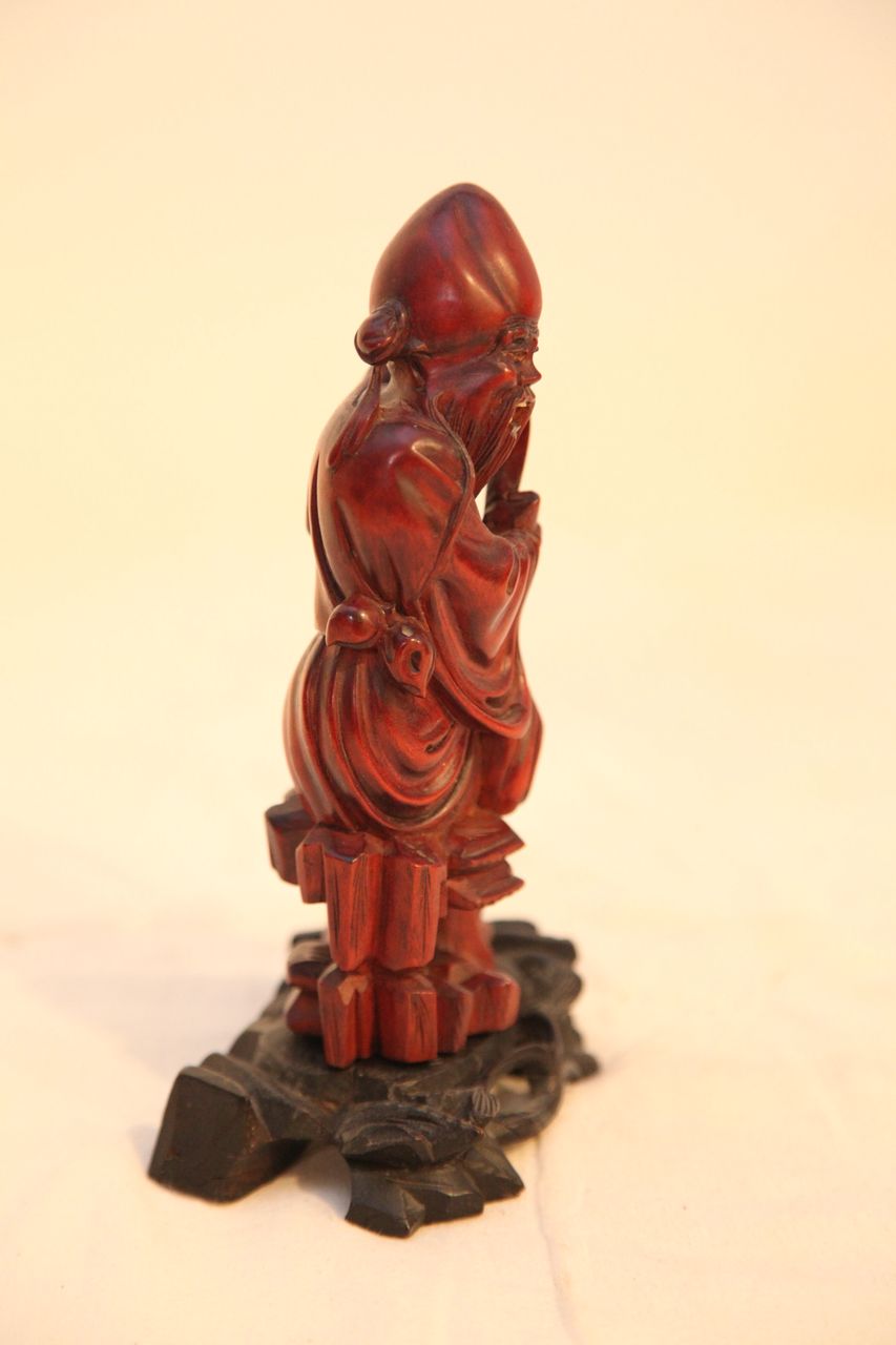 Vintage Chinese Wood Carving of a Scholar Holding a Scroll Vintage Chinese Wood Carving of a Scholar Holding a Scroll