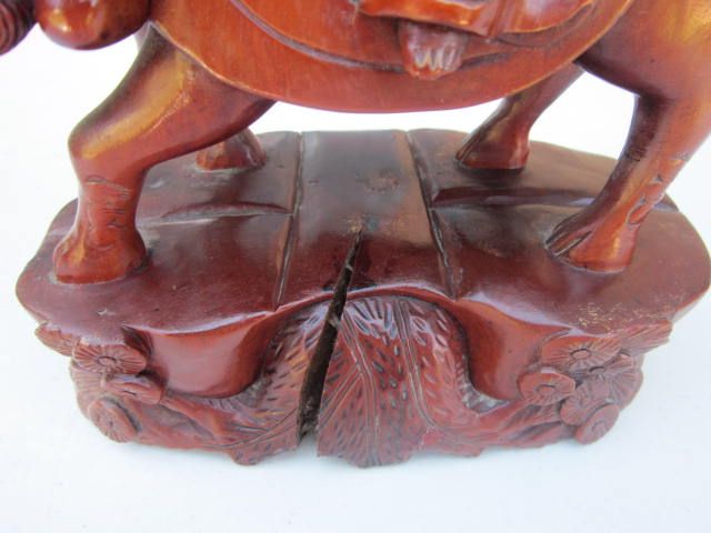 Vintage Chinese Wood Carving of A Lady Riding a Mythical Lion Vintage Chinese Wood Carving of A Lady Riding a Mythical Lion