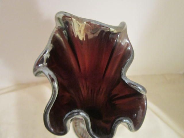 Vintage Fenton Carnival Glass Vase Purple Opalescent Vintage Fenton Carnival Glass Vase Purple Opalescent