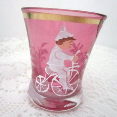 Victorian Mary Gregory Glass Cranberry Colored Tumbler Victorian Mary Gregory Glass Cranberry Colored Tumbler