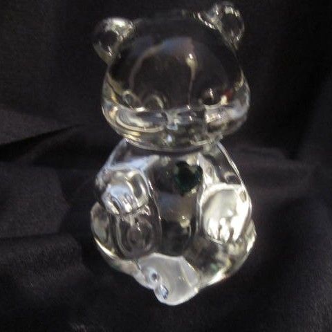 Vintage Valentine Pair of Crystal Teddy Bears With Colored Hearts Vintage Valentine Pair of Crystal Teddy Bears With Colored Hearts