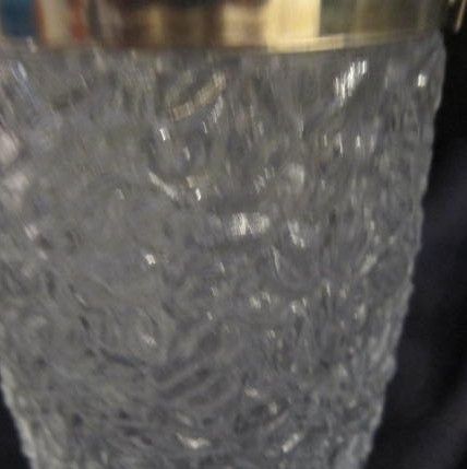 Vintage Small Opaque Glass Container with Silver Plated Band and Handle Vintage Small Opaque Glass Container with Silver Plated Band and Handle