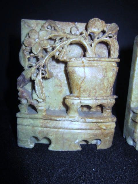 Pair of Hand Carved Soap Stone Book ends Pair of Hand Carved Soap Stone Book ends