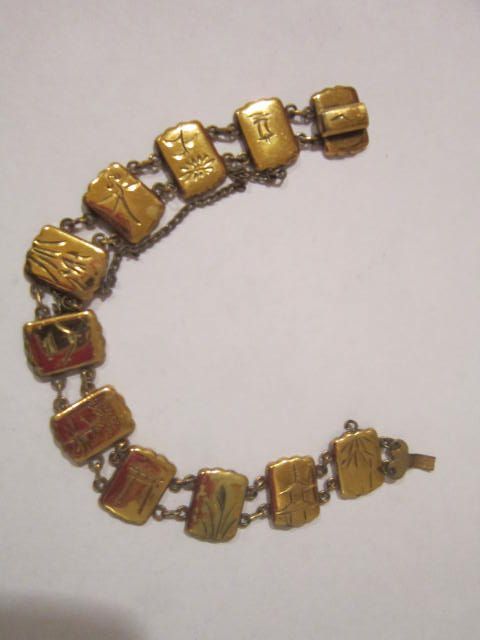 Vintage Japanese Komai Shakudo Damascene Double Sided Bracelet inlaid with Gold Vintage Japanese Komai Shakudo Damascene Double Sided Bracelet inlaid with Gold