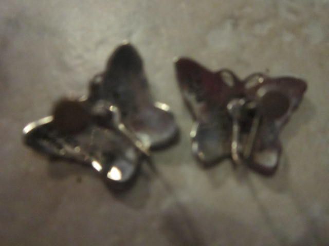 Vintage Siam Niello Silver Butterfly Screw on earrings Vintage Siam Niello Silver Butterfly Screw on earrings