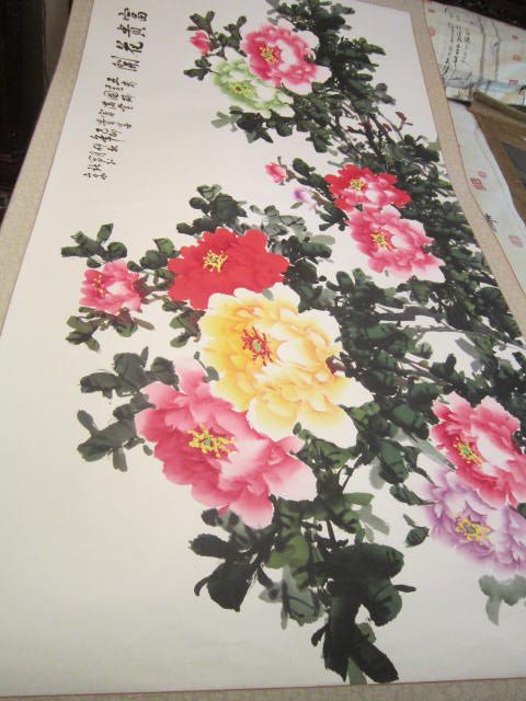 Vintage Large Hand Painted Colorful Chinese Wall Hanging/Scroll Vintage Large Hand Painted Colorful Chinese Wall Hanging/Scroll