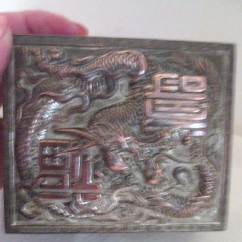 Vintage Small Silver Plated Cigarette Box with Dragon Vintage Small Silver Plated Cigarette Box with Dragon