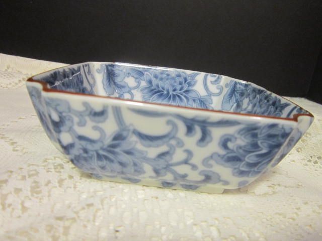 Vintage Blue & White Handpainted Small Serving Bowl Vintage Blue & White Handpainted Small Serving Bowl
