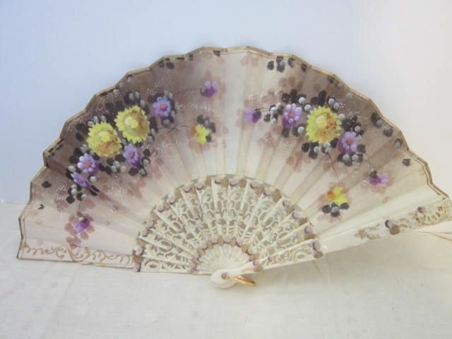 Vintage Double Sided Hand Painted Fan Vintage Double Sided Hand Painted Fan