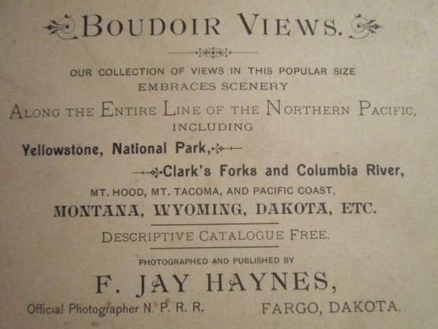 Photograph of Yellowstone National Park " Boudoir Views" along Northern Pacific Railroad. By F Jay Haynes # 3539 Photograph of Yellowstone National Park " Boudoir Views" along Northern Pacific Railroad. By F Jay Haynes # 3539