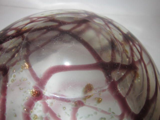 Vintage Clear Red & Gold Art Glass Candy Dish Vintage Clear Red & Gold Art Glass Candy Dish