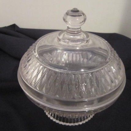 Vintage Clear Glass Raised Design Covered Candy Dish Vintage Clear Glass Raised Design Covered Candy Dish