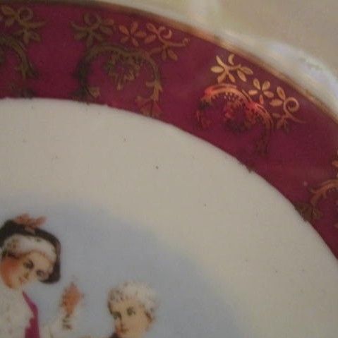 Vintage Decorative Iridescent Platter "MTK" with Colonial Couple Vintage Decorative Iridescent Platter "MTK" with Colonial Couple