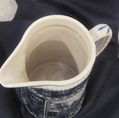 Vintage Blue & White Oriental Scene Water Pitcher Vintage Blue & White Oriental Scene Water Pitcher