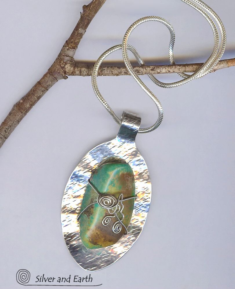 Handmade Turquoise Sterling Silver Pendant - One-of-a-Kind Handmade Turquoise Sterling Silver Pendant - One-of-a-Kind