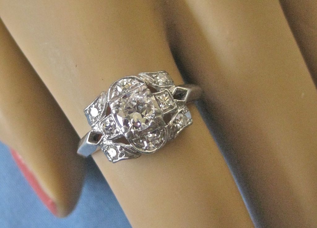 SPARKLING Mid Century European Cut Diamond PLATINUM Ring - 1 ct. SPARKLING Mid Century European Cut Diamond PLATINUM Ring - 1 ct.