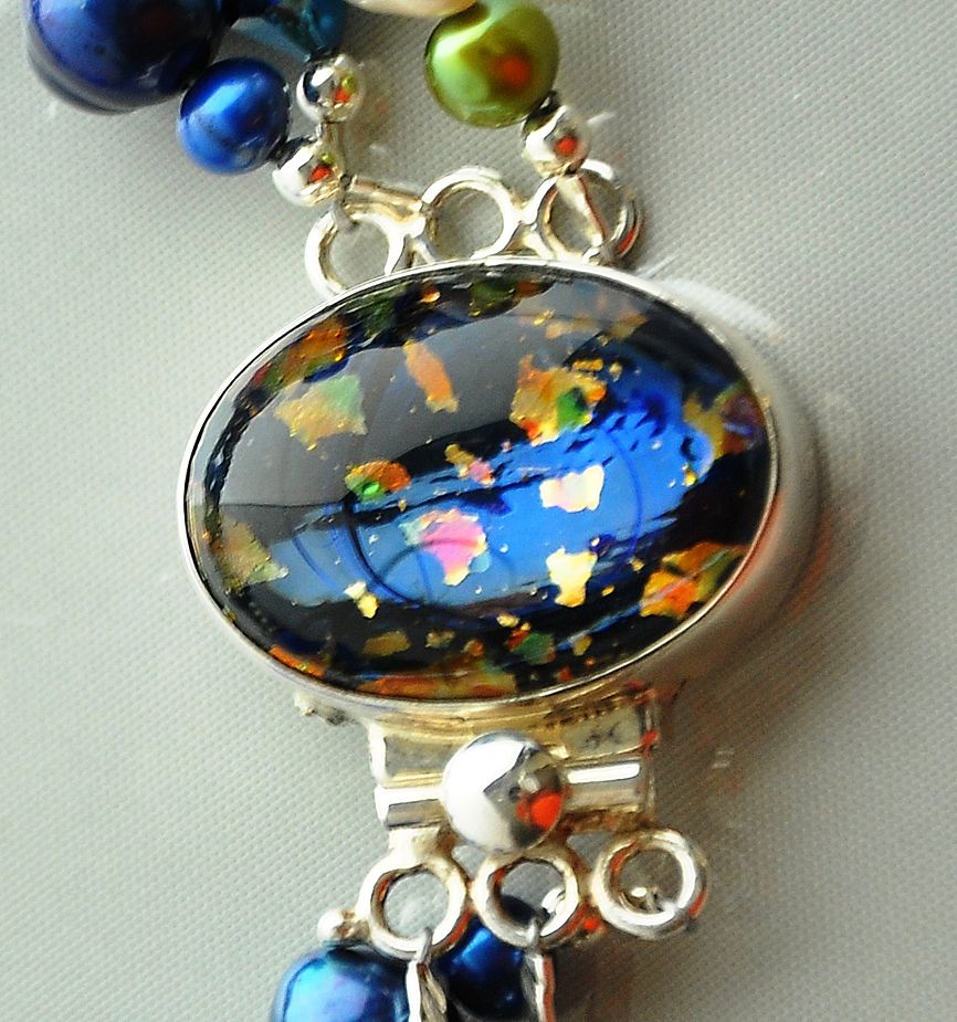 Multi-gem Necklace with Peacock Pendant Multi-gem Necklace with Peacock Pendant