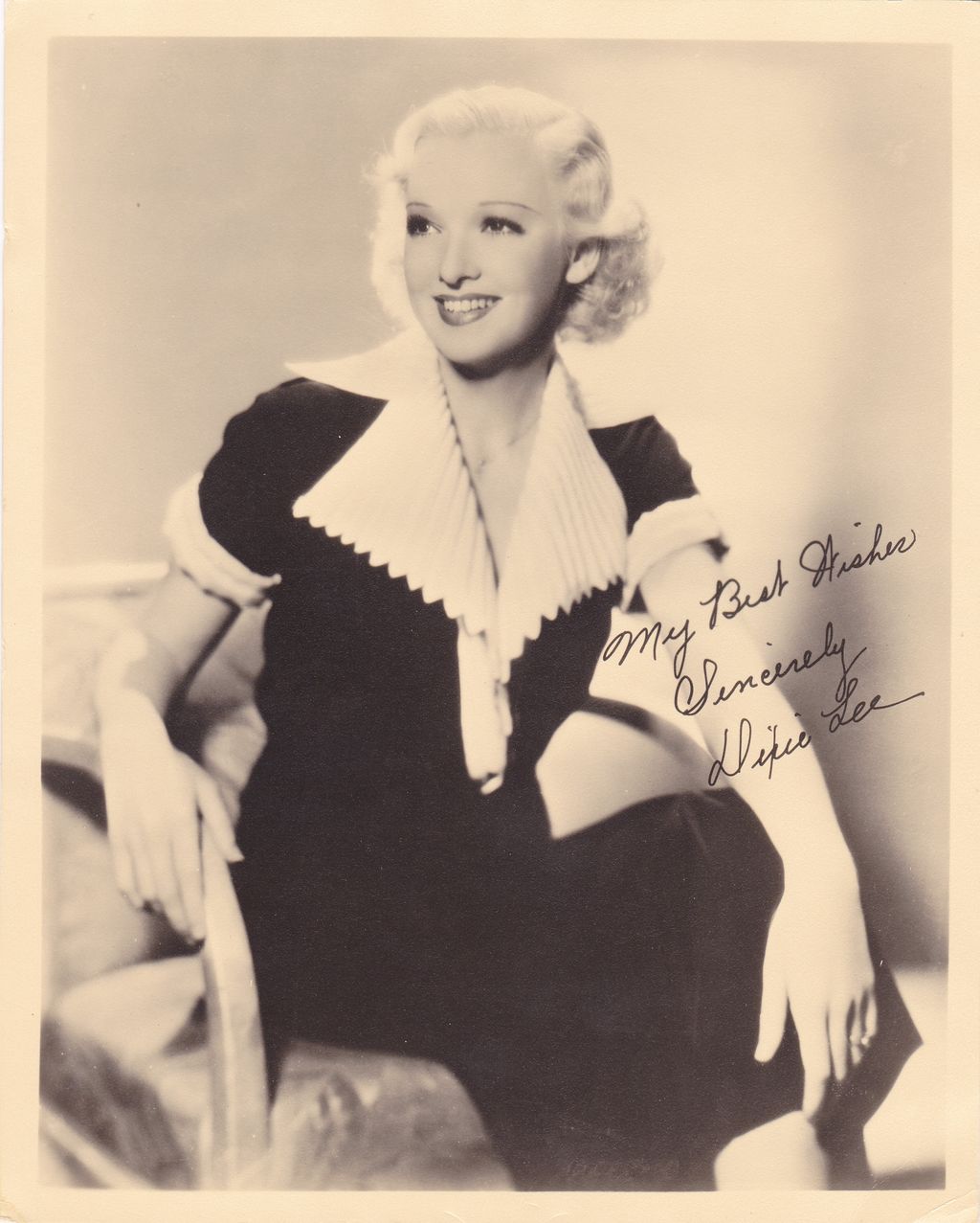 Dixie Lee Vintage 1930s Printed Autograph Photo Dixie Lee Vintage 1930s Printed Autograph Photo