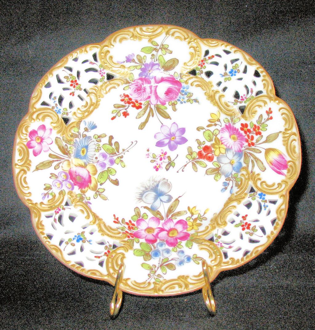 Four Gorgeous Antique dessert plates by Choisy-le-Roi in France: C. 1790's Four Gorgeous Antique dessert plates by Choisy-le-Roi in France: C. 1790's