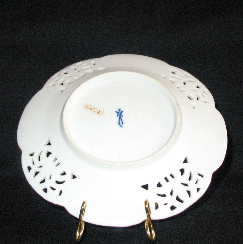 Four Gorgeous Antique dessert plates by Choisy-le-Roi in France: C. 1790's Four Gorgeous Antique dessert plates by Choisy-le-Roi in France: C. 1790's