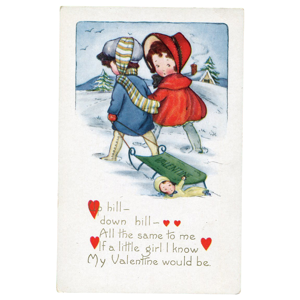Whitney Valentine with Doll & Snow Post Card Whitney Valentine with Doll & Snow Post Card