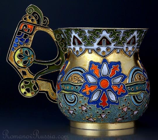 Antique Silver and Cloisonne Enamel Cup by FABERGE Antique Silver and Cloisonne Enamel Cup by FABERGE